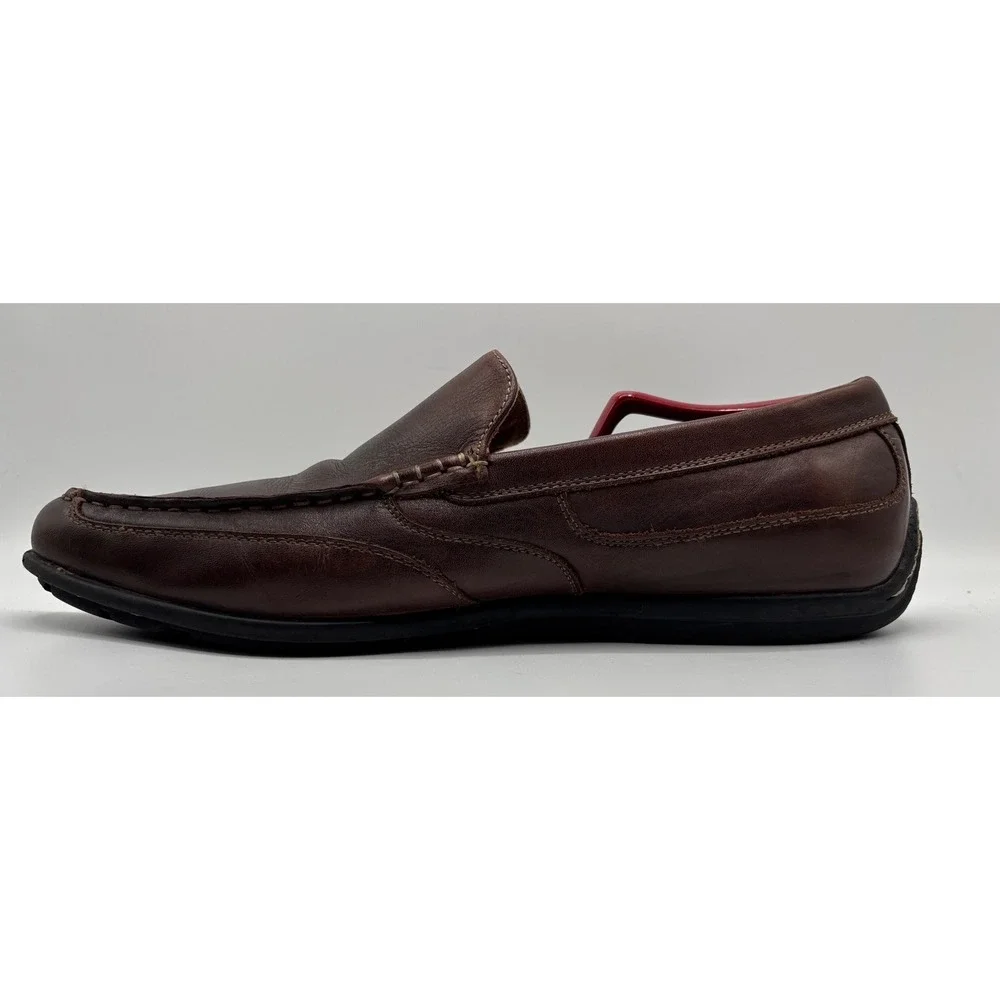 Nunn Bush Men's Brown Leather Moc Toe Slip On Loafers Comfort Casual Dress Shoes